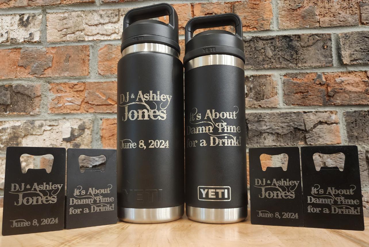 Custom Engraved Black Water Bottles